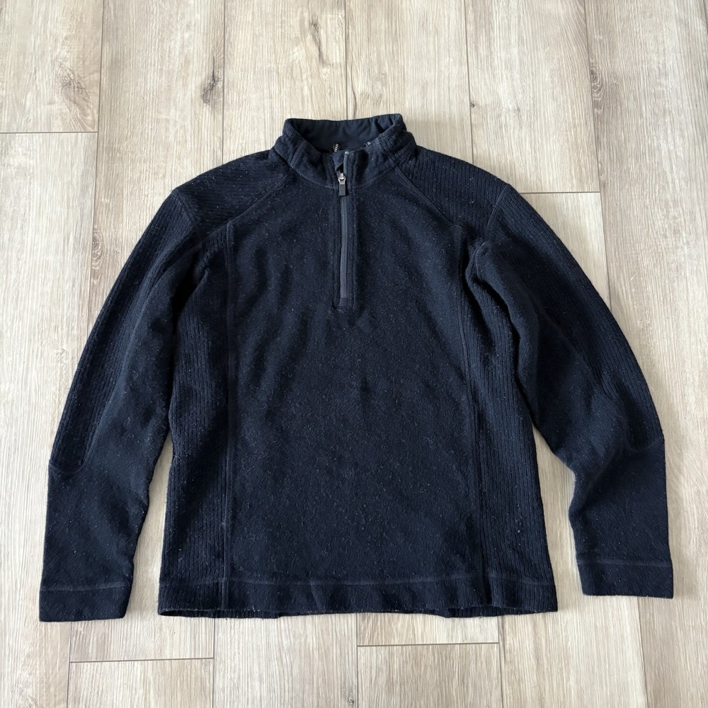 Mountain Hardwear Sweater Mens M Black Pullover Wool Blend Quarter Zip Mid Layer